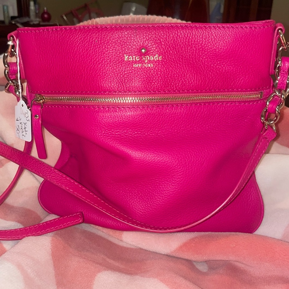 Hot Pink pebble leather Kate Spade crossbody like new
